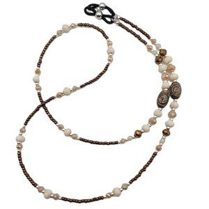 Brown, Tan and Cream Beaded Eyeglass/Sunglass Holder